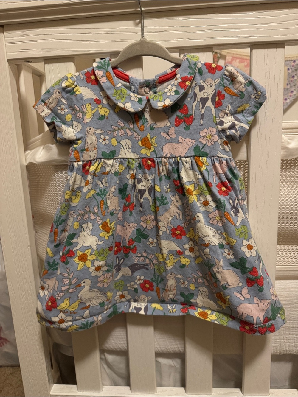 Baby Boden Blue Floral & Animal Print Cotton Dress